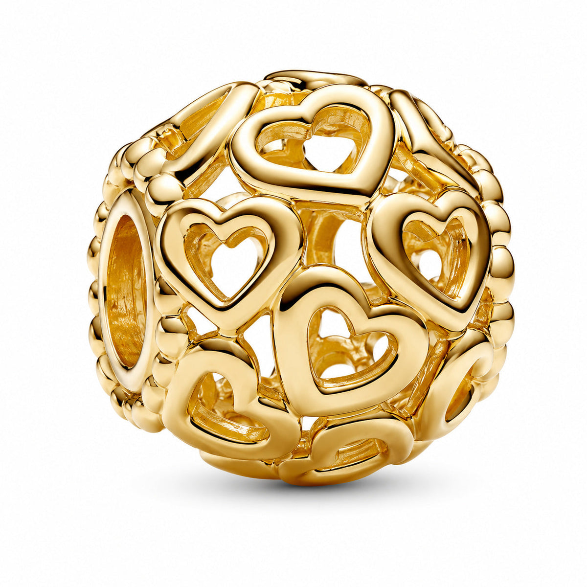 Gold Plated Hearts All Over Charm S925 Sterling Silver