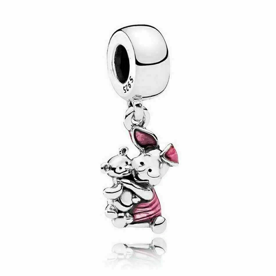 Disney Winnie the Pooh Piglet & Bear Dangle Charm S925 Sterling Silver