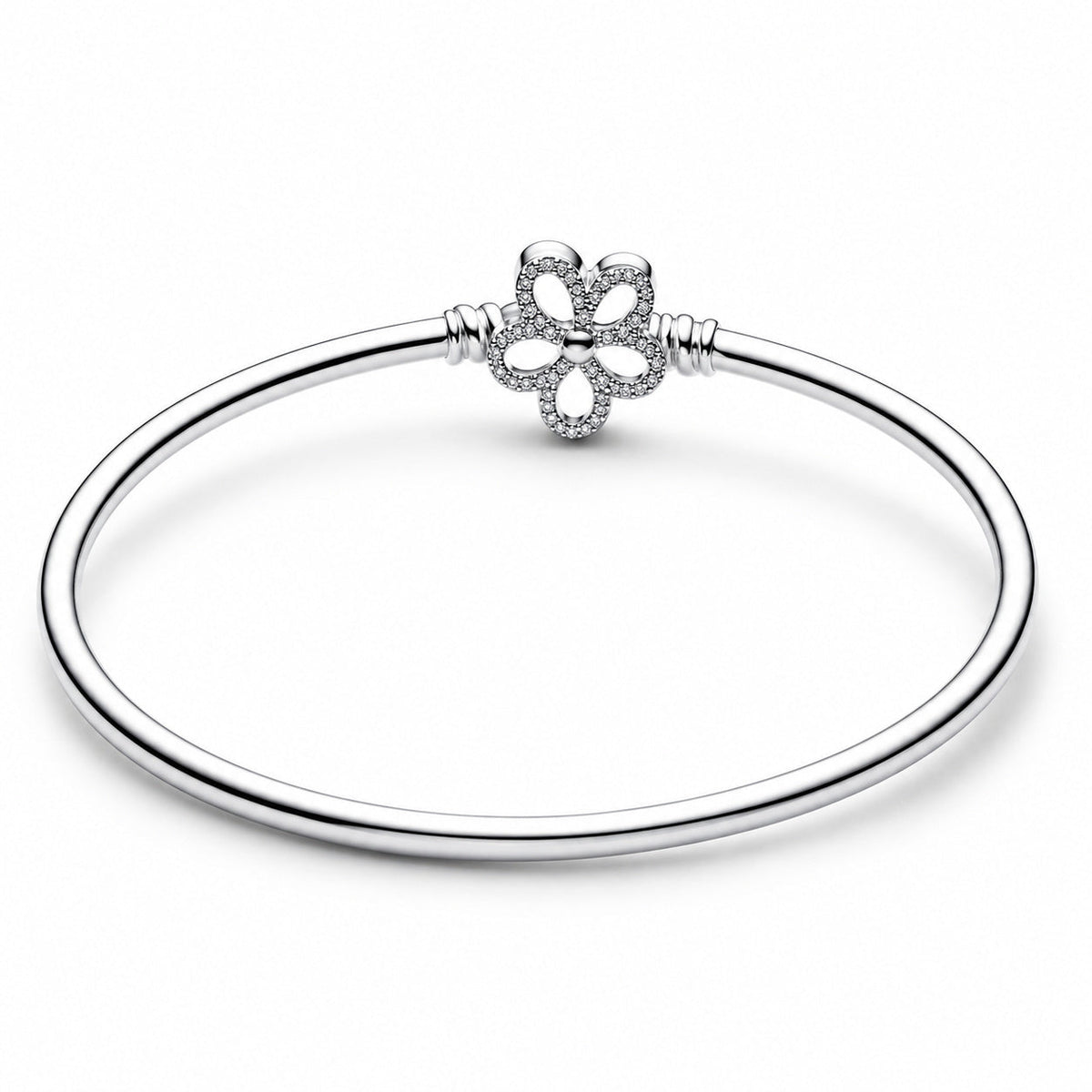 Pave Flower Bangle S925 Sterling Silver