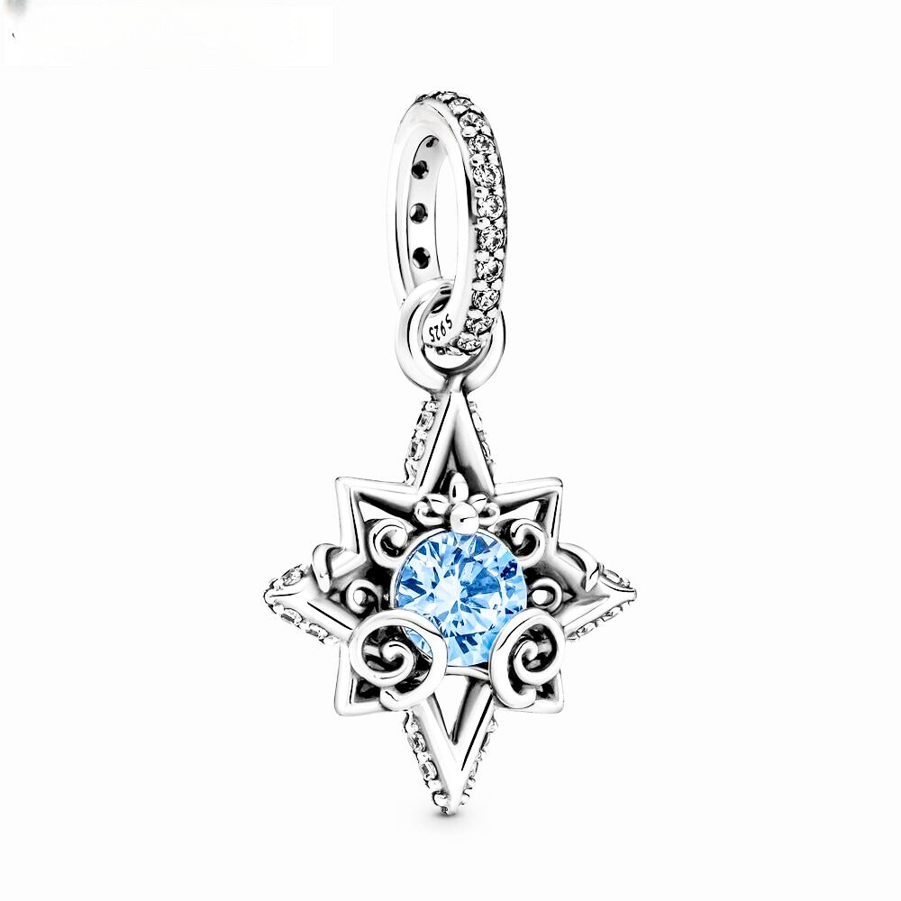 Disney Cinderella Blue Star Dangle Charm S925 Sterling Silver