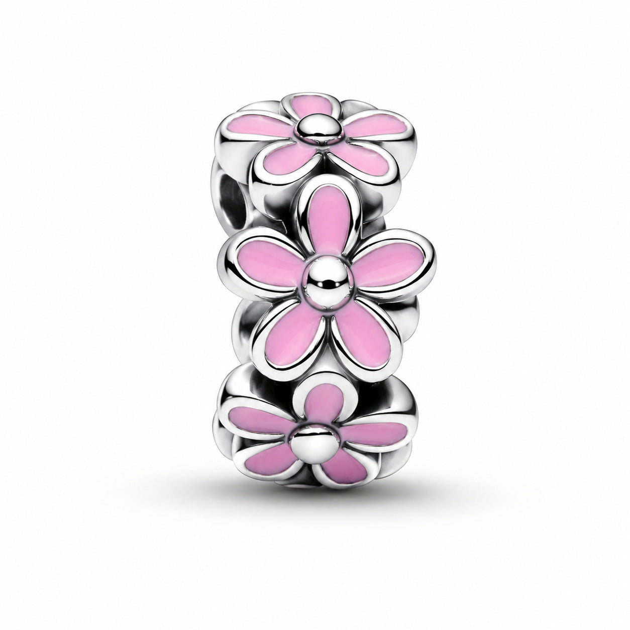 Pink Daisy Spacer Charm S925 Sterling Silver