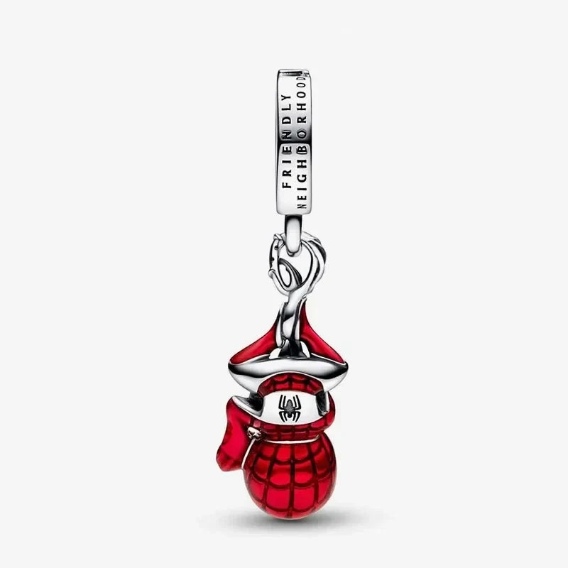 Marvel Hanging Spider Man Dangle Charm S925 Sterling Silver
