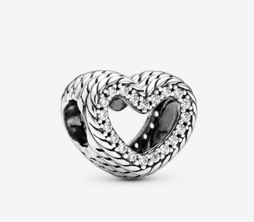 Snake Pattern Heart Charm S925 Sterling Silver