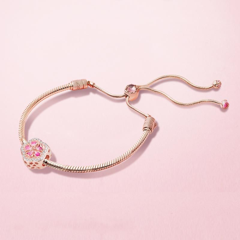 Sparkling Peach Blossom Charm S925 Sterling Silver