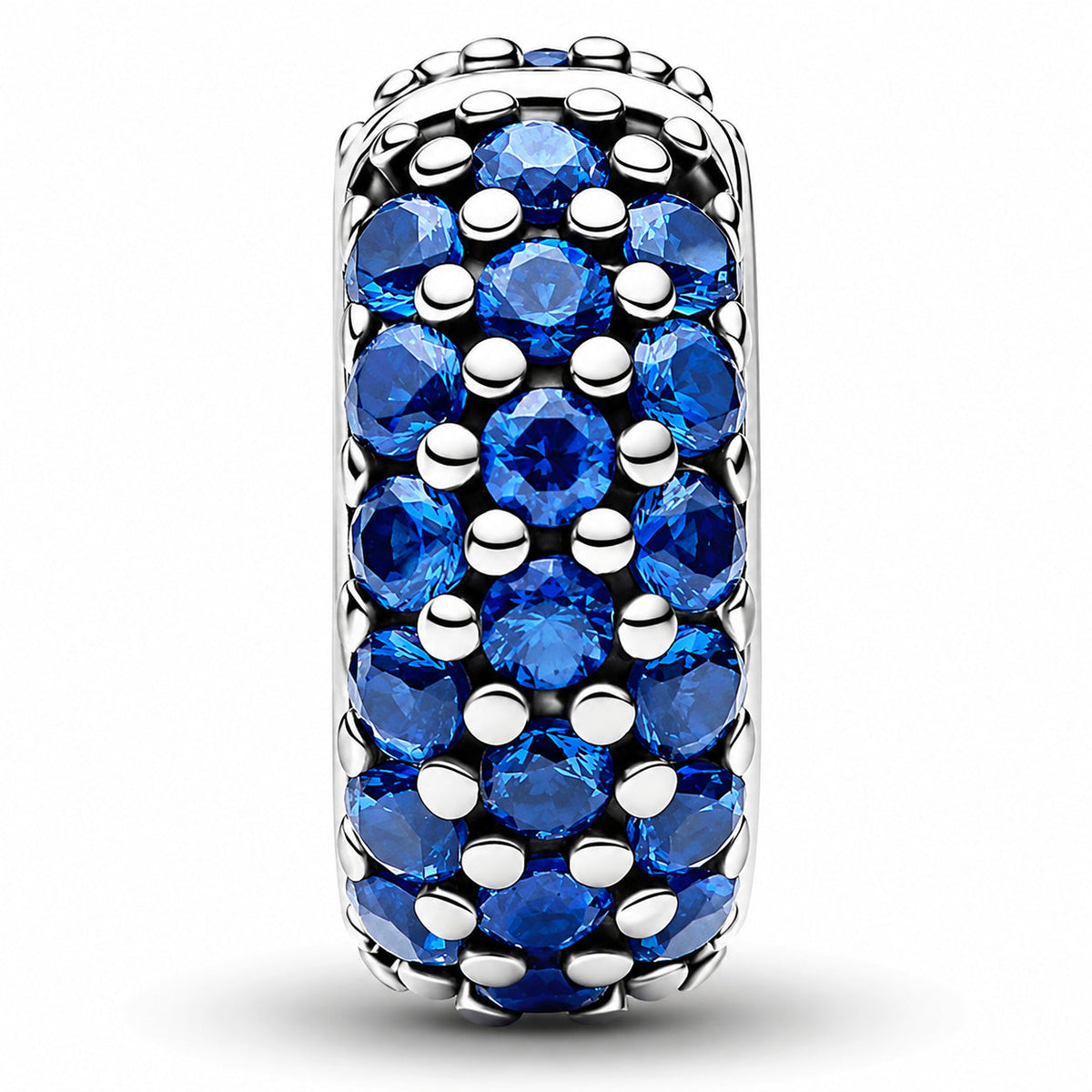 Silver & Royal Blue Stone Clip Charm S925 Sterling Silver
