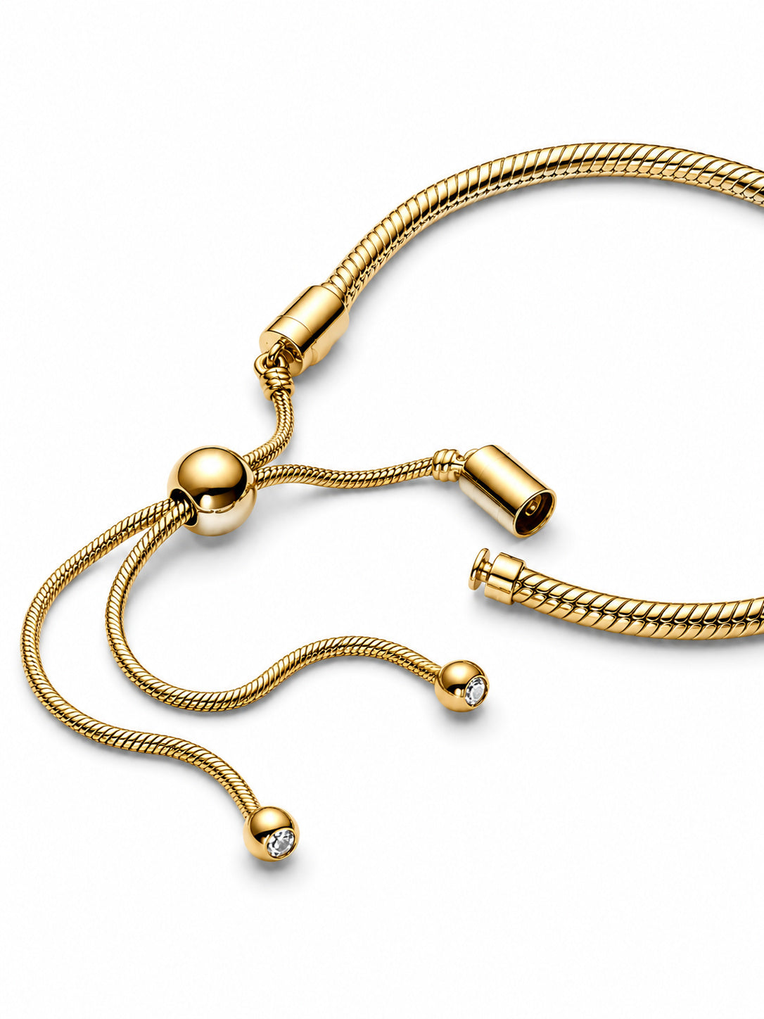 Gold Plated Moments Snake Chain Slider Bracelet S925 Sterling Silver