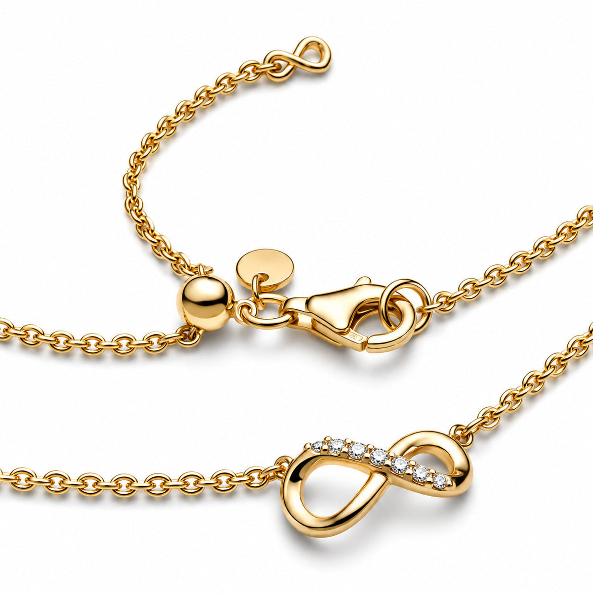 Sparkling Infinity Collier Gold Plated Necklace S925 Sterling Silver