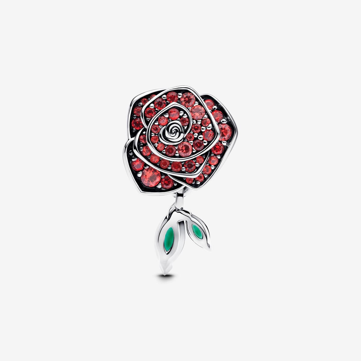 Sparkling Rose in Bloom Charm S925 Sterling Silver