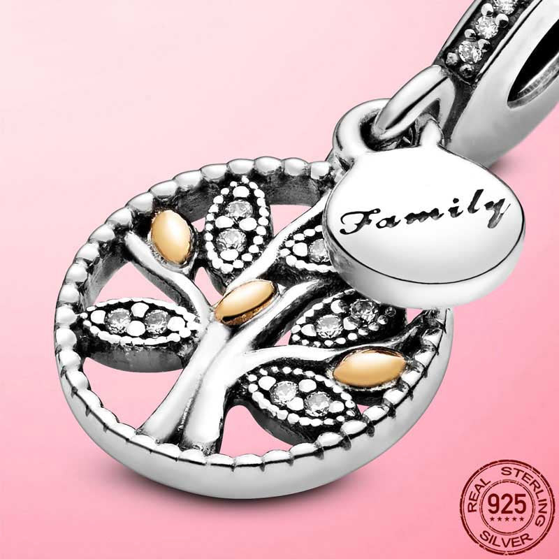 Family Tree Dangle Charm S925 Sterling Silver