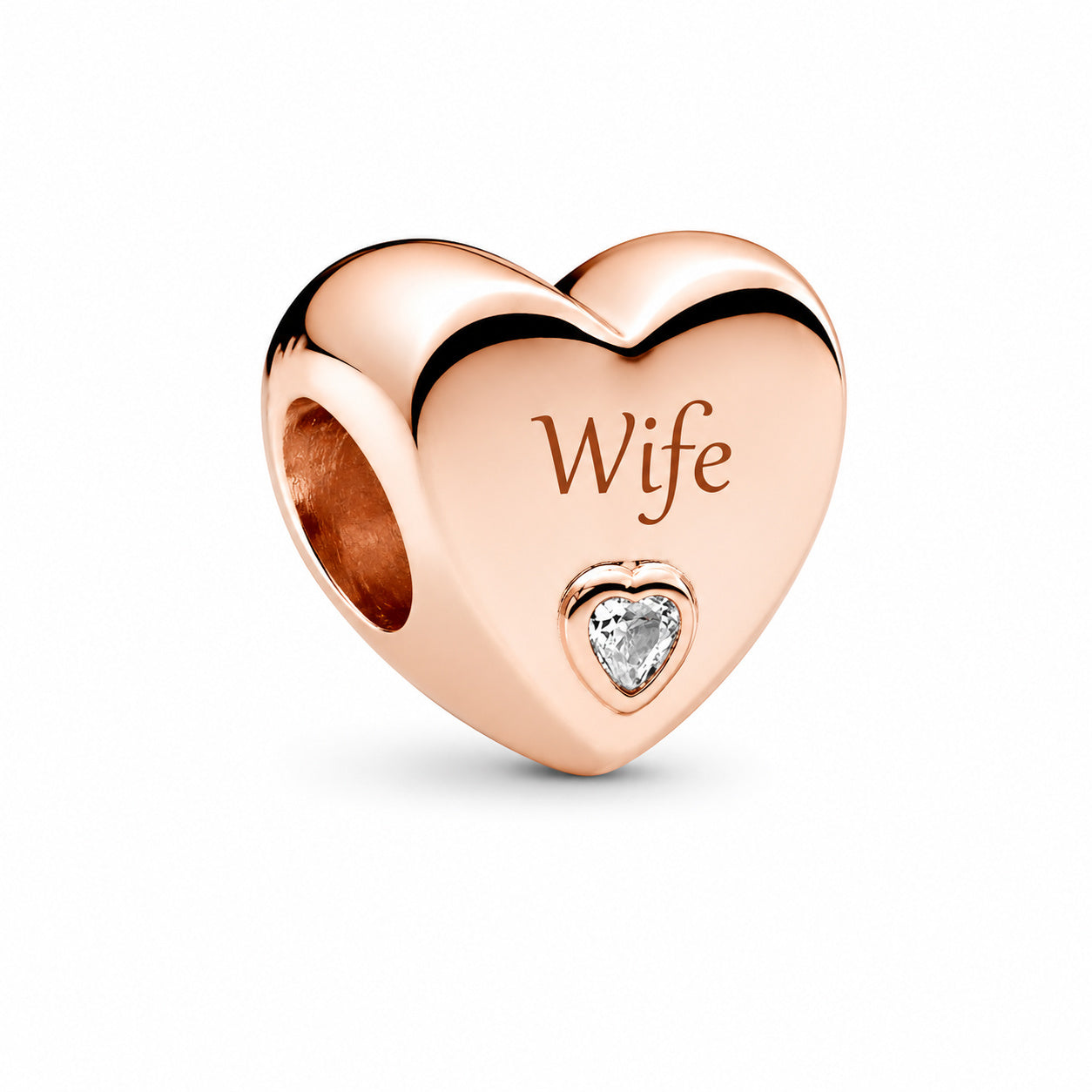Wife Rose Gold Heart Charm S925 Sterling Silver