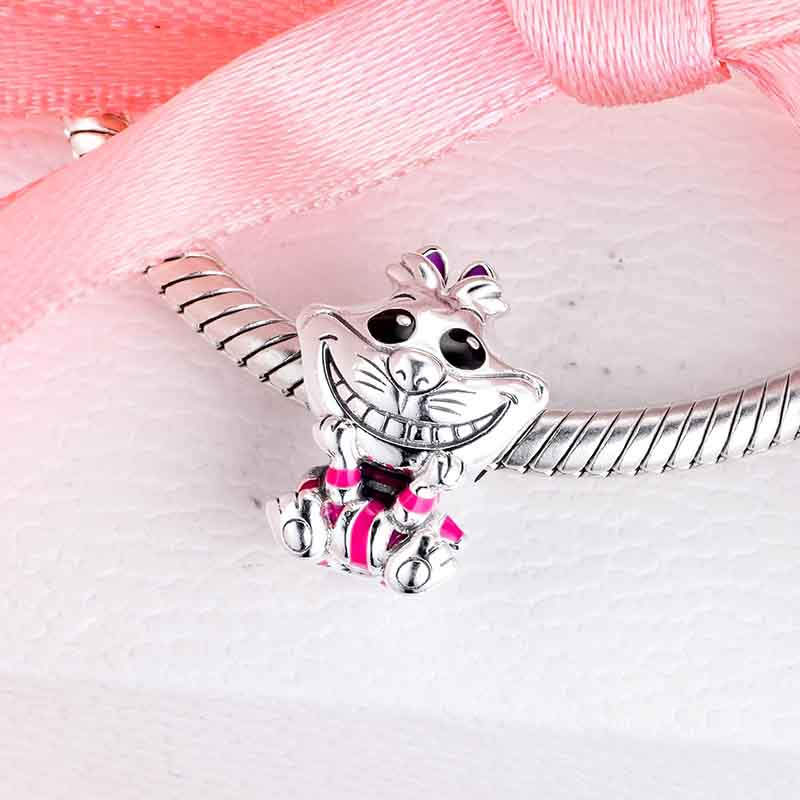 Disney Cheshire Cat Charm S925 Compatible Sterling Silver Charm