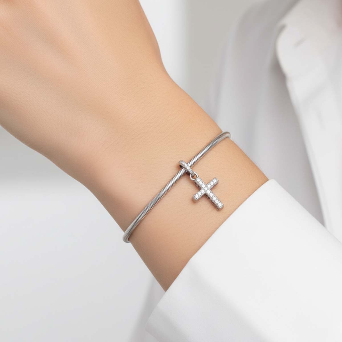 Sparkling Cross Pendant charm S925 Sterling Silver