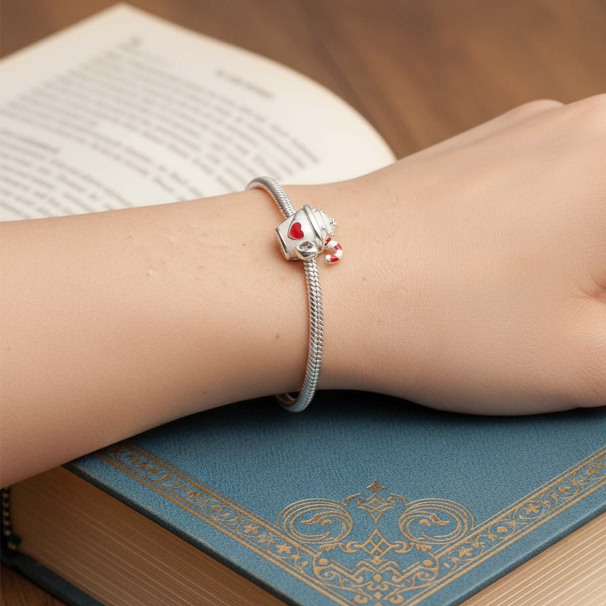 Cocoa & Candy Cane Charm S925 Sterling Silver