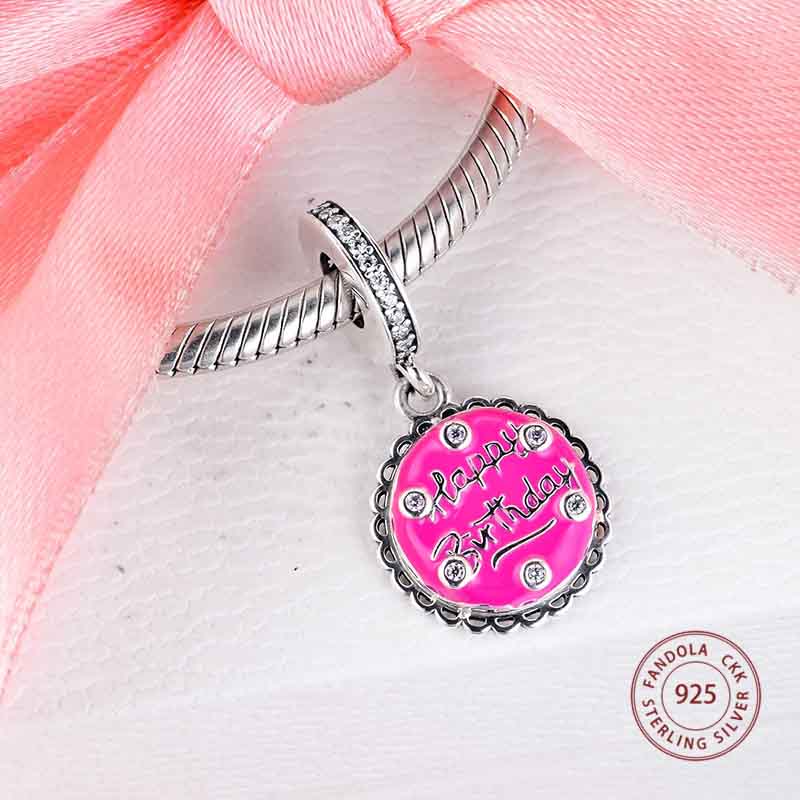 Birthday Cake Dangle Charm S925 Sterling Silver
