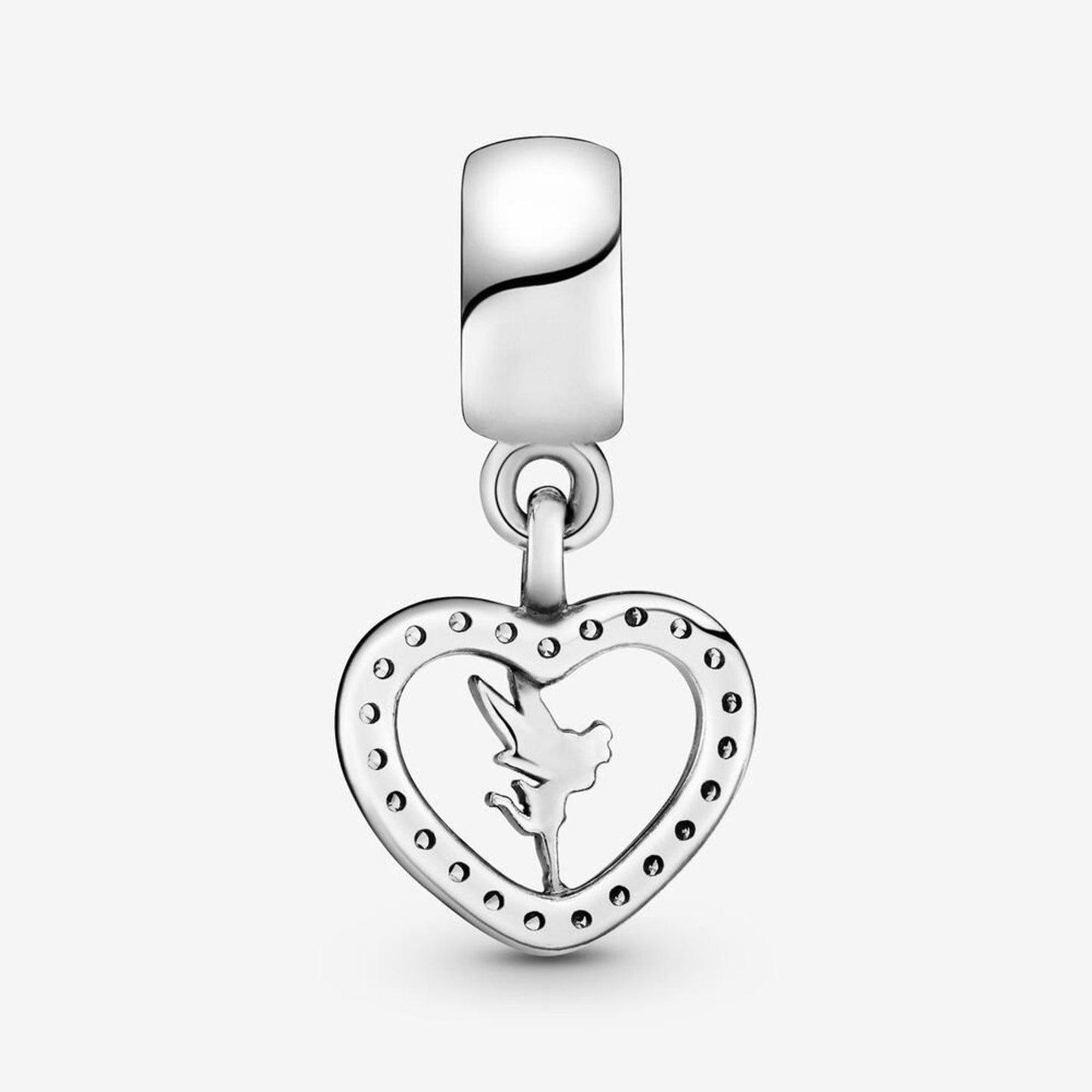 Disney Tinkerbell Heart Dangle Charm S925 Sterling Silver