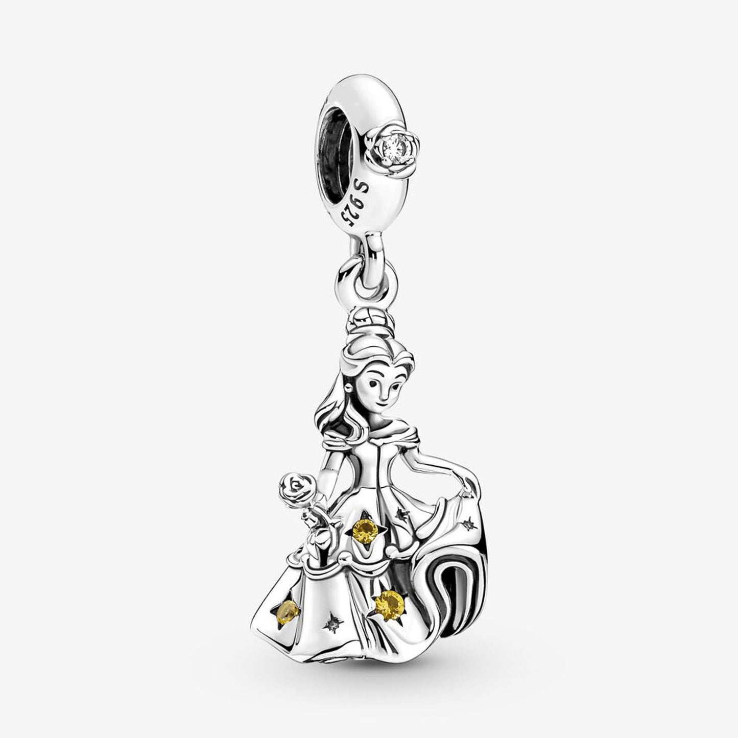 Disney Beauty & Beast Dancing Belle Dangle Charm S925 Sterling Silver