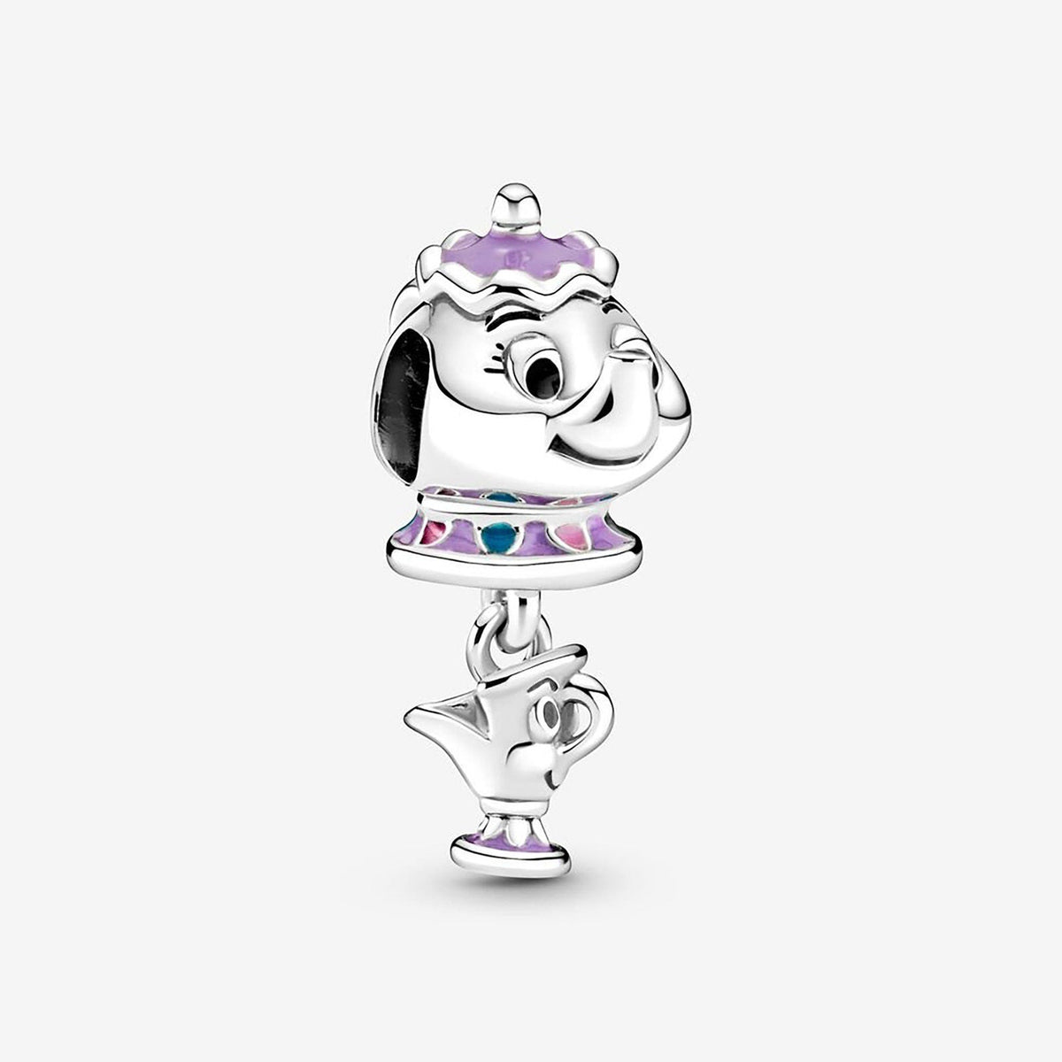 Disney Beauty & Beast Mrs Teapot & Chip Dangle Charm S925 Sterling Silver
