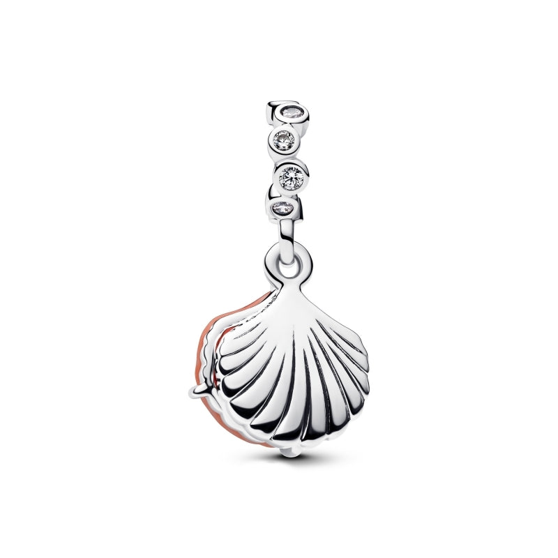 Coral-coloured Shell Double Dangle Charm S925 Sterling Silver