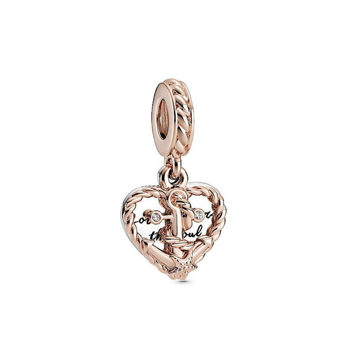Anchor & Knot Heart Dangle Charm S925 Sterling Silver