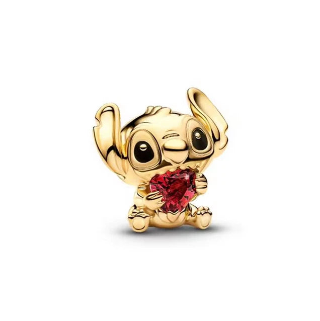 Golden Stitch Heart Charm S925 Sterling Silver