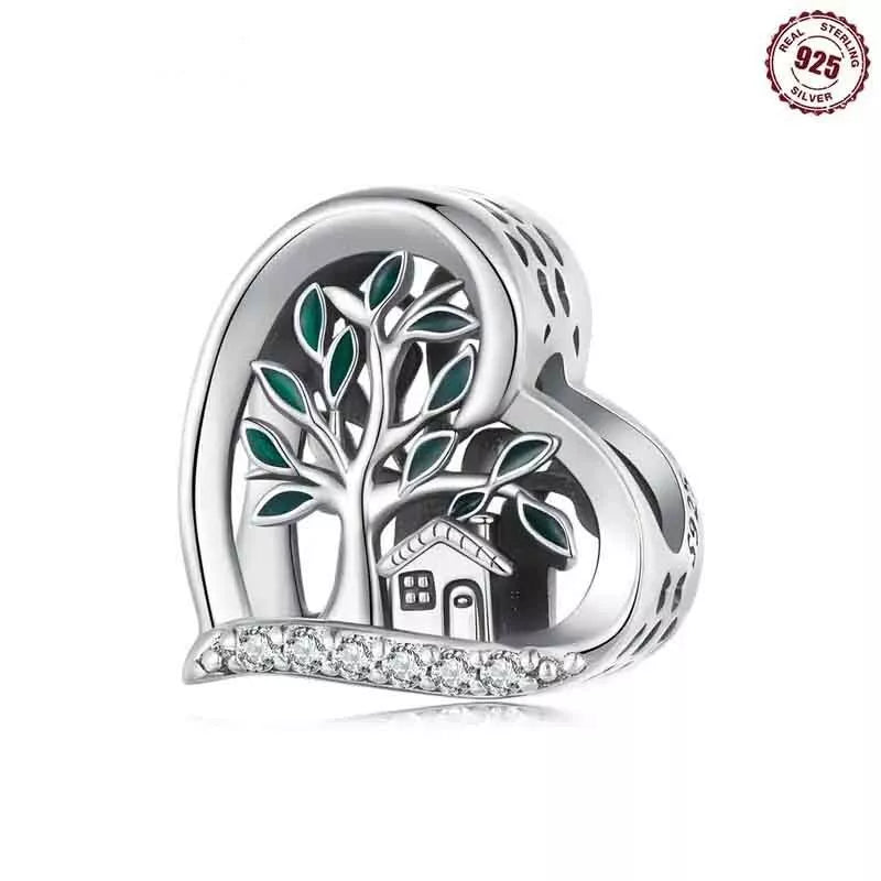 Beautiful Home Under Trees Charm S925 Sterling Silver