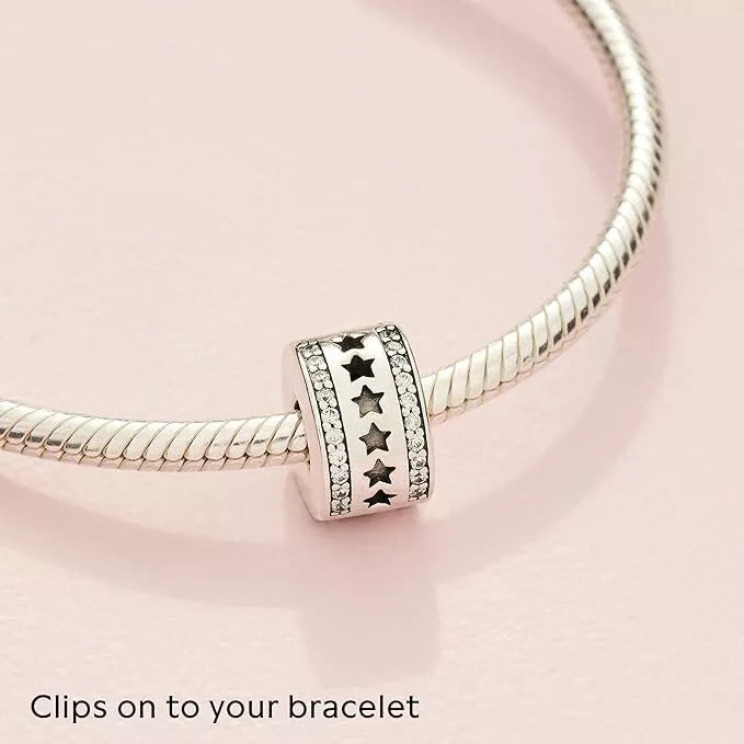 Row of Stars Clip Charm S925 Sterling Silver