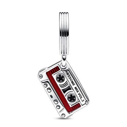 Marvel Guardians of the Galaxy Cassette Tape Dangle Charm S925 Sterling Silver
