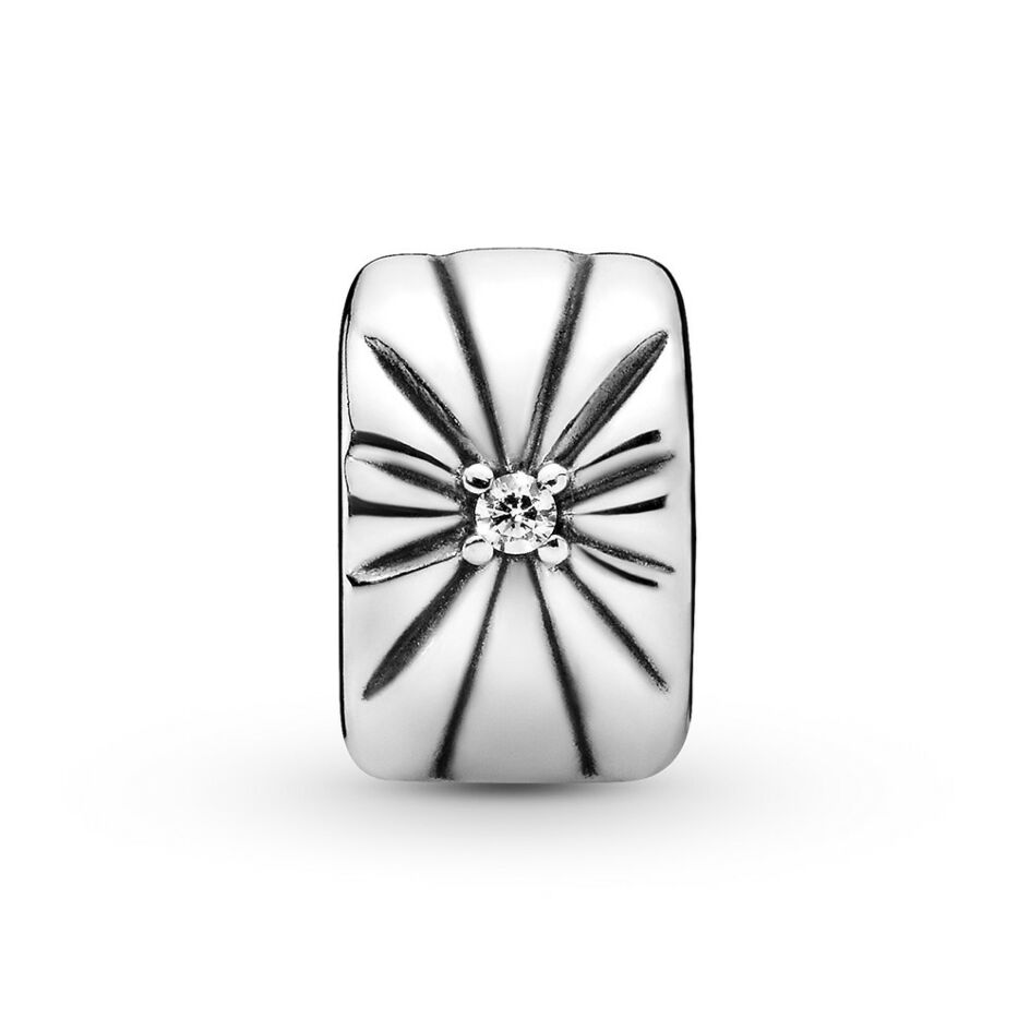 Sparkling Sunburst Clip Charm S925 Sterling Silver