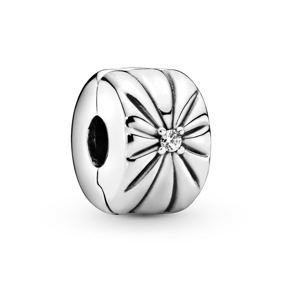 Sparkling Sunburst Clip Charm S925 Sterling Silver