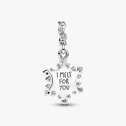 Opalescent Snowflake Double Dangle Charm  S925 Sterling Silver