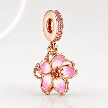 S925 Pansy Flowers Caterpillar Butterfly Regal Crown Sterling Silver Charm Collection