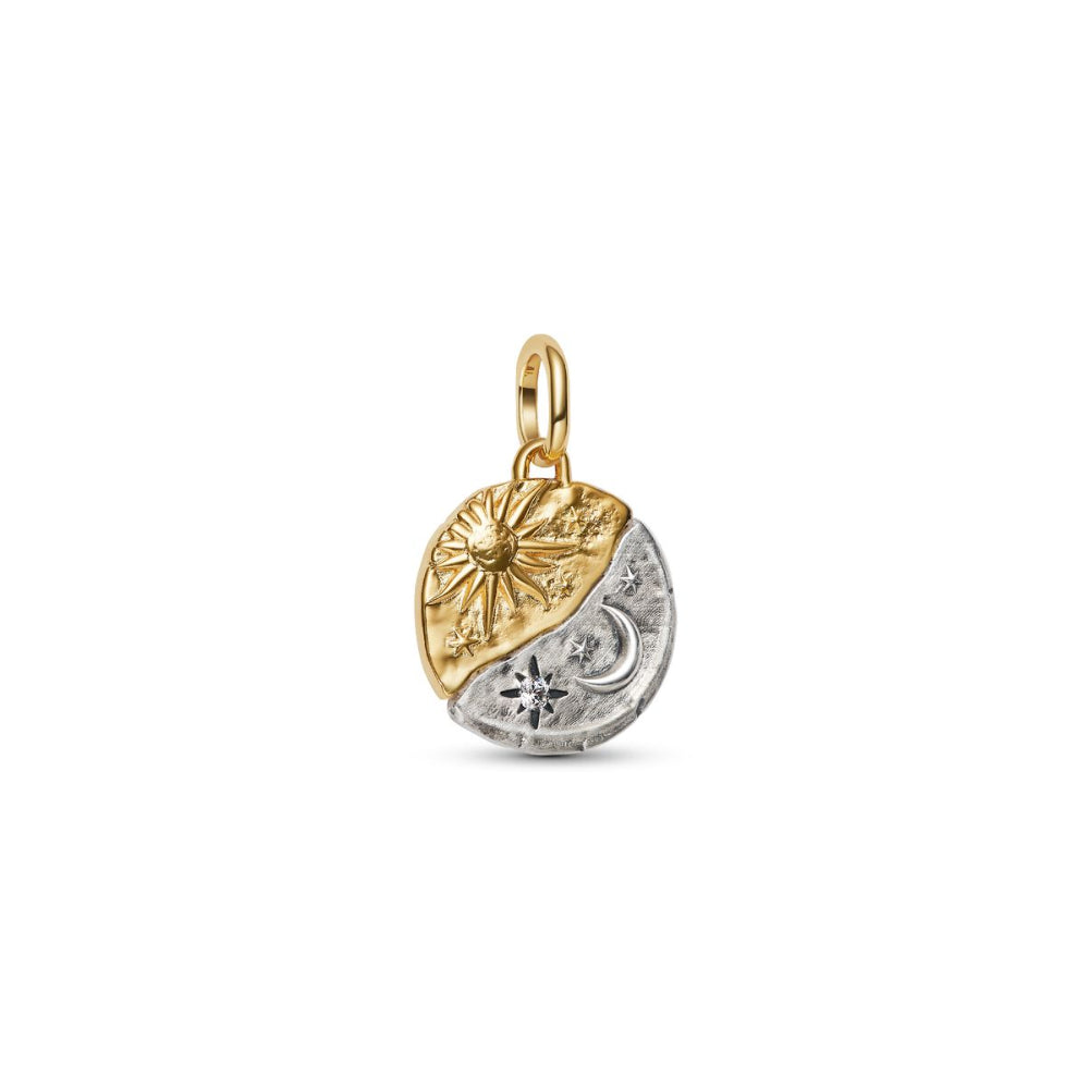 Sun and Moon Medallion Charm S925 Sterling Silver