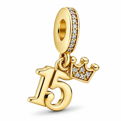Gold Plated 13th 15th, 16th, 18th, 21st, 30th, 40th, 50th, 60th Birthday Dangle S925 Sterling Silver Charm