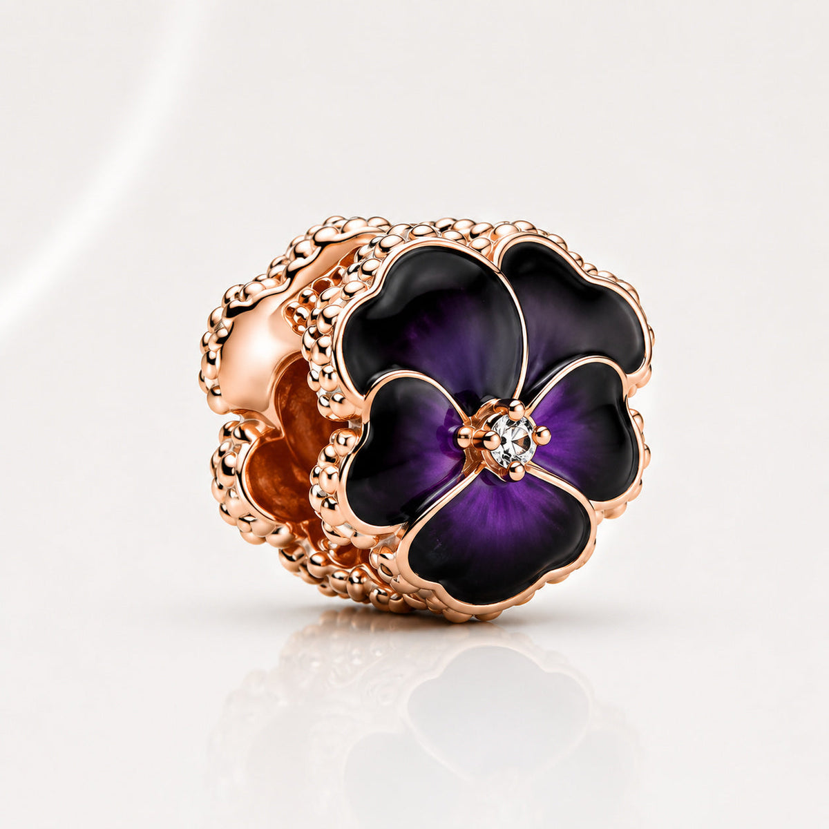 S925 Pansy Flowers Caterpillar Butterfly Regal Crown Sterling Silver Charm Collection