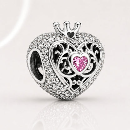 S925 Pansy Flowers Caterpillar Butterfly Regal Crown Sterling Silver Charm Collection