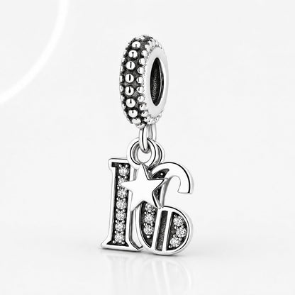 S925 Birthday Charms 15th,16th,18th,21st,30th,40th,50th,60th  Serling Dangle Silver Charms