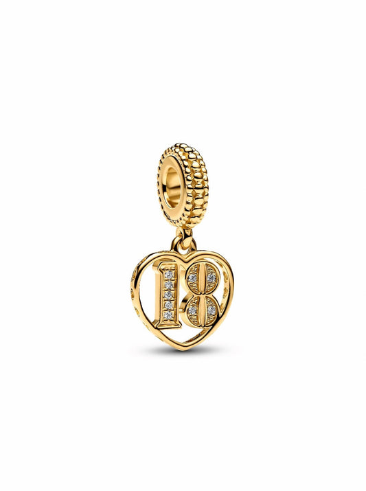 18th Celebration Dangle Charm S925 Sterling Silver