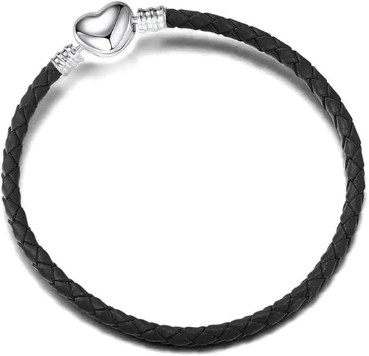 Leather Rope Bracelet Sashion Basic Chain Charm S925 Sterling Silver
