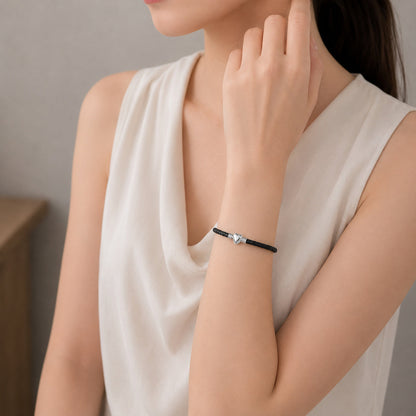 Leather Rope Bracelet Sashion Basic Chain Charm S925 Sterling Silver