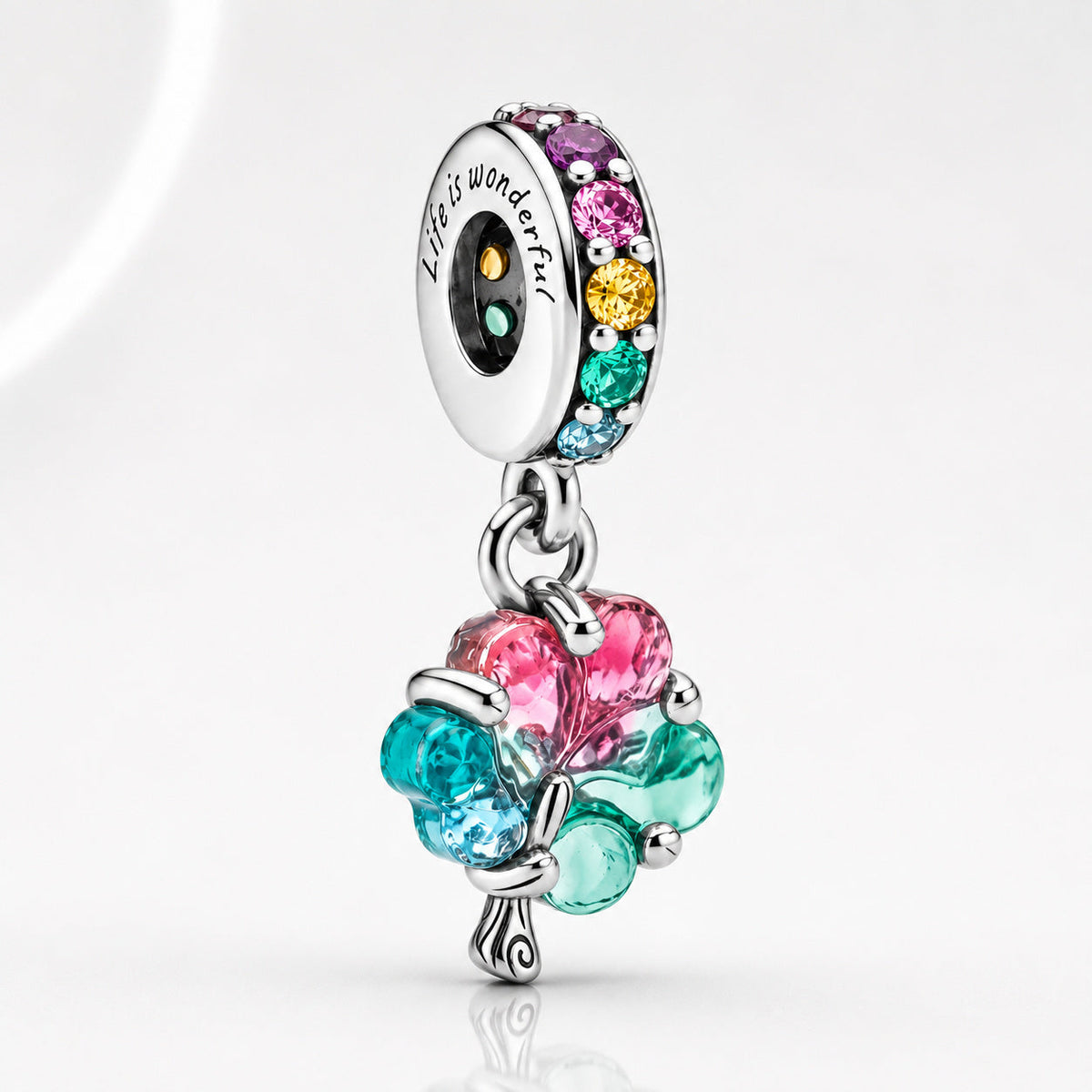 S925 Pansy Flowers Caterpillar Butterfly Regal Crown Sterling Silver Charm Collection