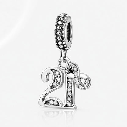 S925 Birthday Charms 15th,16th,18th,21st,30th,40th,50th,60th  Serling Dangle Silver Charms
