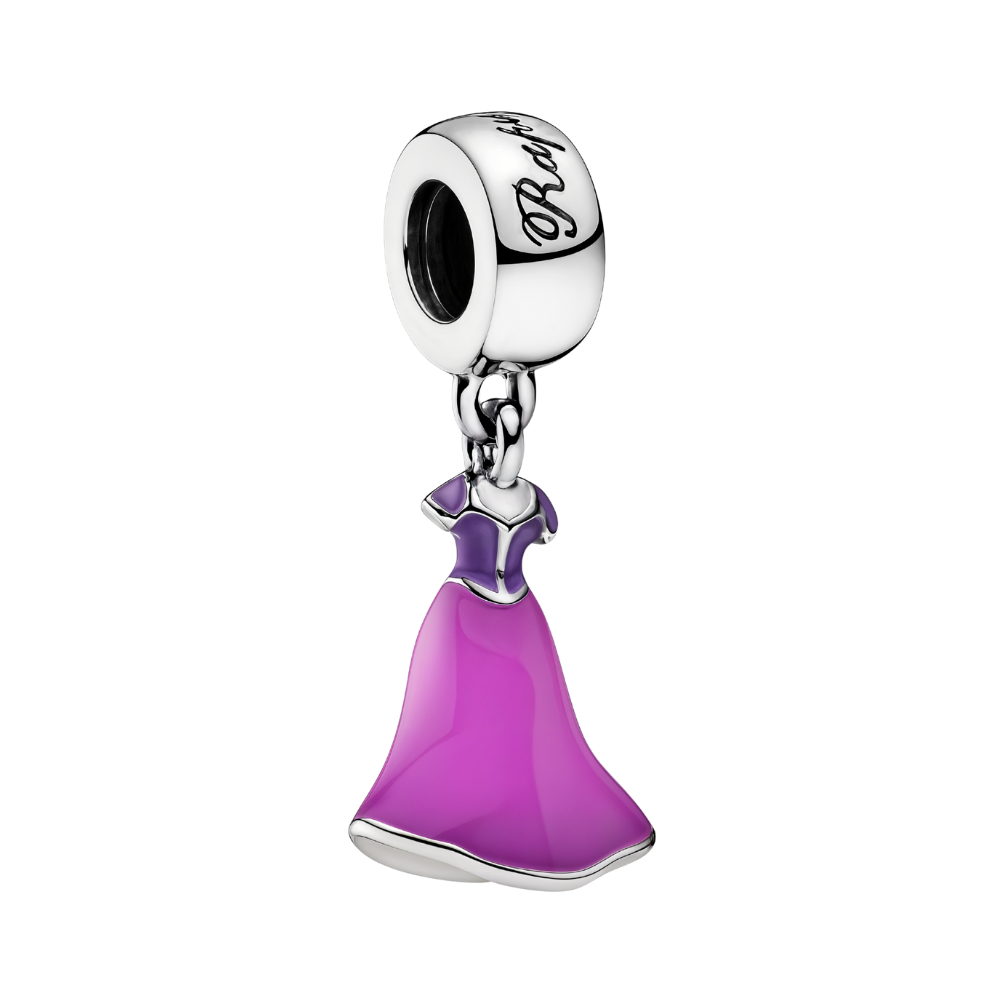Disney Princess Rapunzel Dress Dangle Charm Hallmarked S925 Sterling Silver