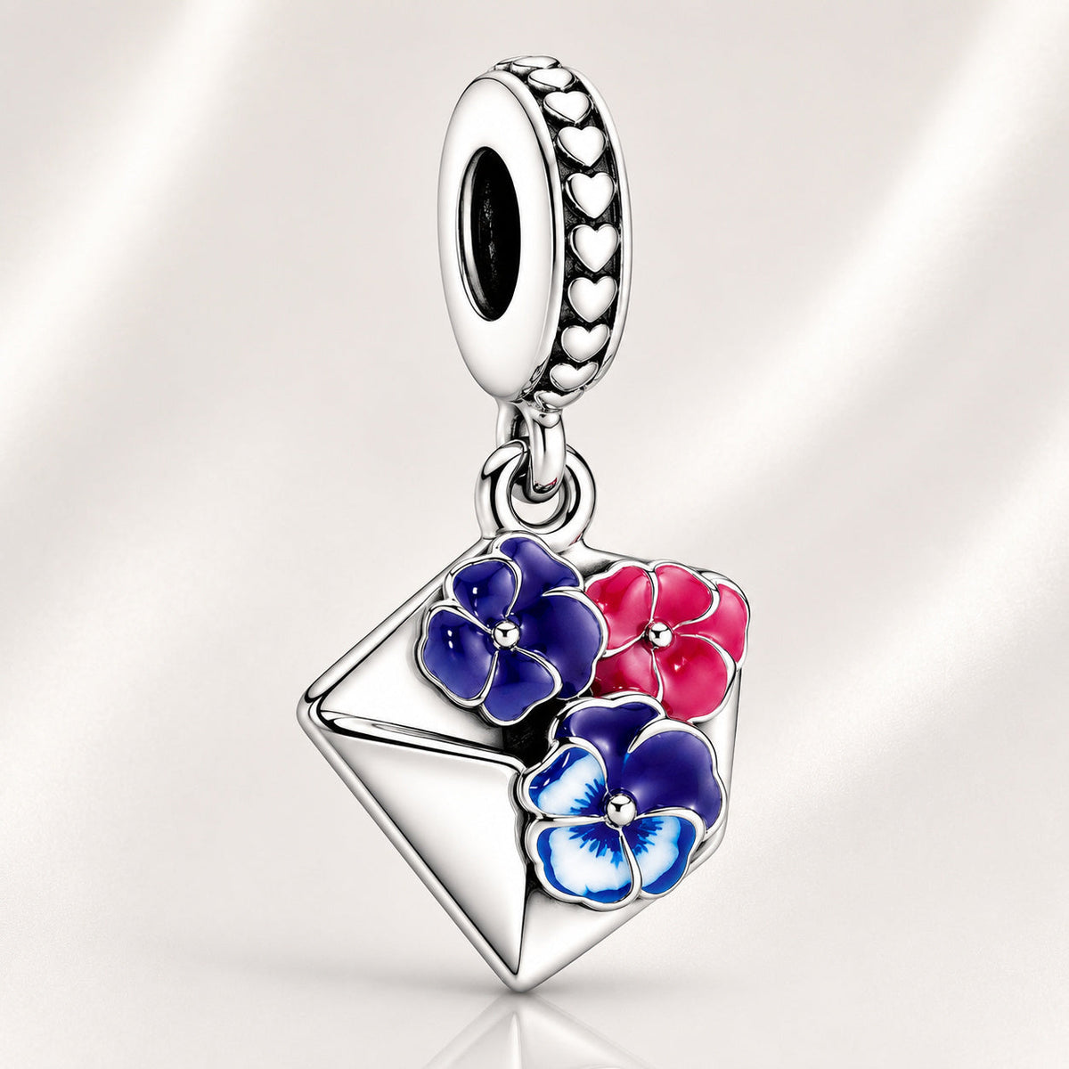 S925 Pansy Flowers Caterpillar Butterfly Regal Crown Sterling Silver Charm Collection