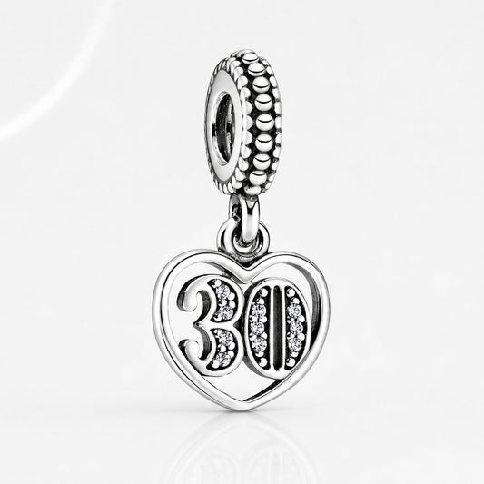 30th Birthday Dangle Charm S925 Sterling Silver
