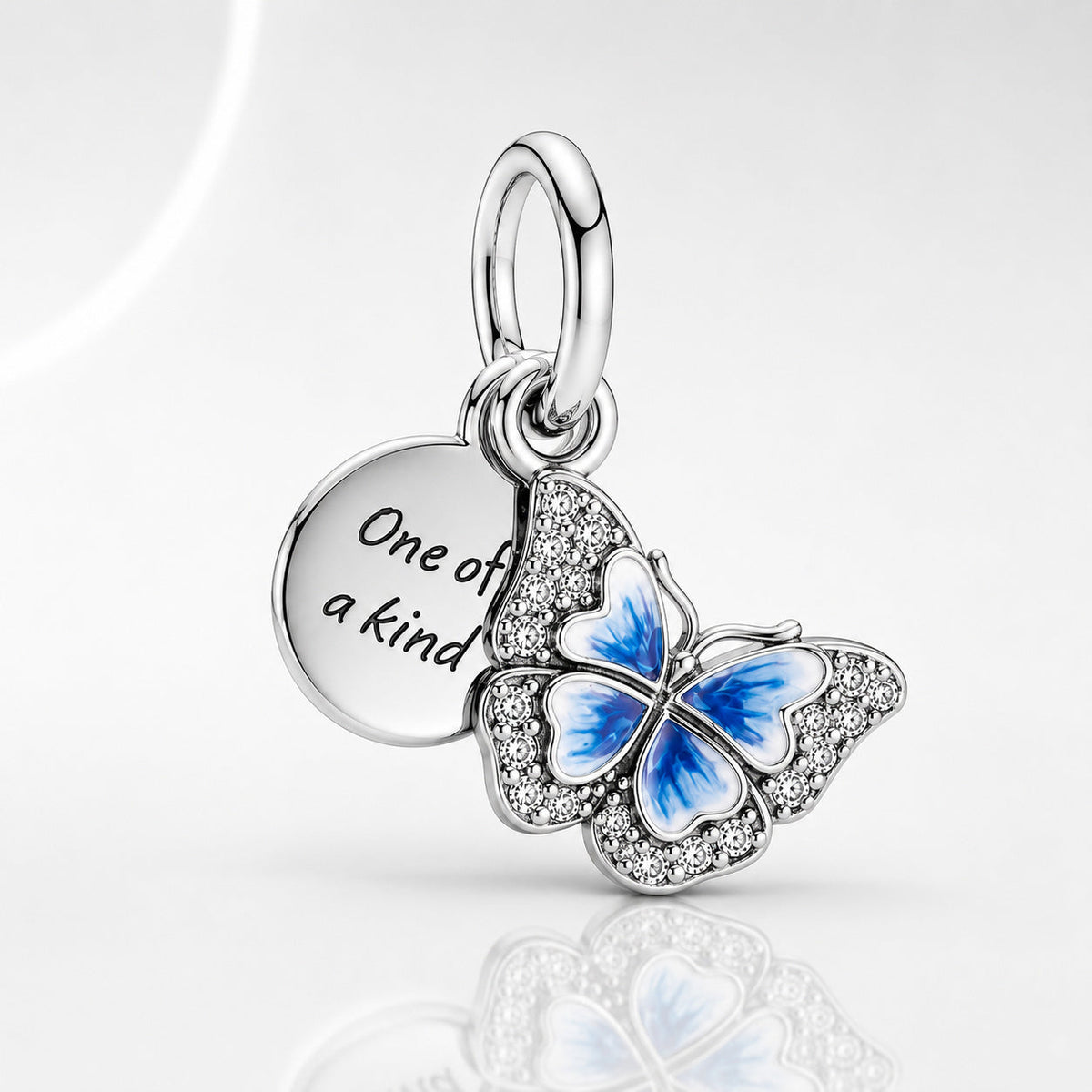 S925 Pansy Flowers Caterpillar Butterfly Regal Crown Sterling Silver Charm Collection