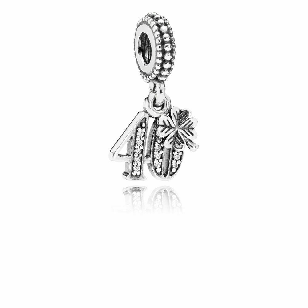 40th Birthday Dangle Charm S925 Sterling Silver