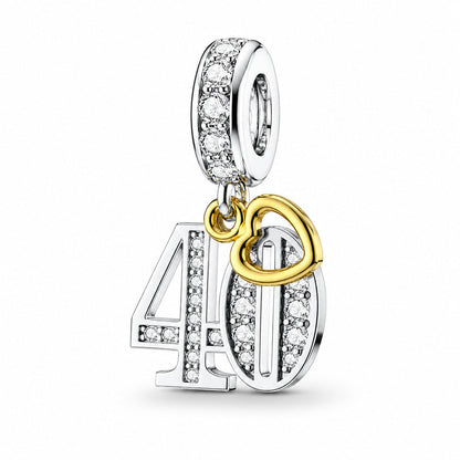 13th, 16th, 21st, 30th, 40th, 50th, 60th, 70th Gold Tag Birthday Dangle S925 Sterling Silver Charms