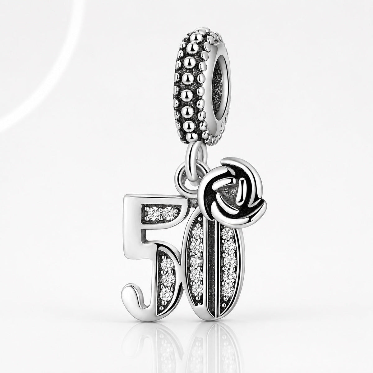 50th Birthday Dangle Charm S925 Sterling Silver