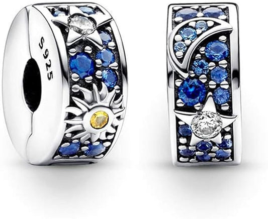 Celestial Sun, Star & Moon Clip Charm S925 Sterling Silver