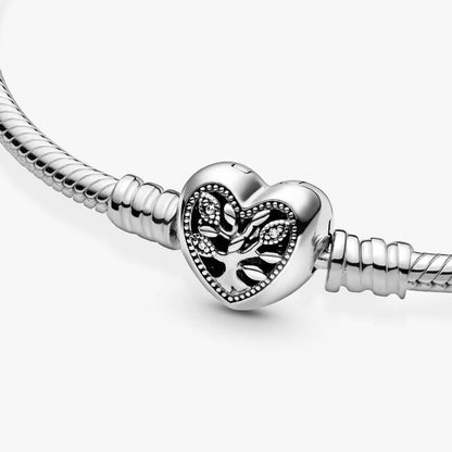 Family Tree Heart Clasp Charm Bracelet